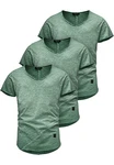 Amaci&Sons T-Shirt 3 NYC Herren Basic Oversize T-Shirt mit V-Ausschnitt Dunkelgrün/Grün