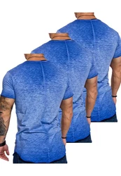 Amaci&Sons T-Shirt 3 NYC Herren Basic Oversize T-Shirt mit V-Ausschnitt Hellblau/Grau/Blau
