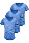 Amaci&Sons T-Shirt 3 NYC Herren Basic Oversize T-Shirt mit V-Ausschnitt Hellblau/Grau/Blau