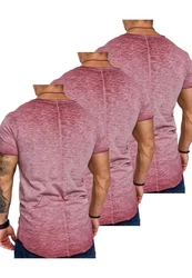 Amaci&Sons T-Shirt 3 NYC Herren Basic Oversize T-Shirt mit V-Ausschnitt Rosa