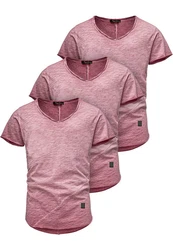 Amaci&Sons T-Shirt 3 NYC Herren Basic Oversize T-Shirt mit V-Ausschnitt Rosa