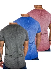 Amaci&Sons T-Shirt 3 NYC Herren Basic Oversize T-Shirt mit V-Ausschnitt Grau/Mischfarben