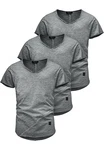 Amaci&Sons T-Shirt 3 NYC Herren Basic Oversize T-Shirt mit V-Ausschnitt Hellgrau/Dunkelgrau/Grau