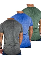 Amaci&Sons T-Shirt 3 NYC Herren Basic Oversize T-Shirt mit V-Ausschnitt Hellblau/Grau/Lila