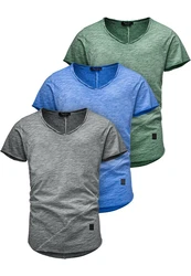 Amaci&Sons T-Shirt 3 NYC Herren Basic Oversize T-Shirt mit V-Ausschnitt Hellblau/Grau/Lila
