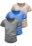 Amaci&Sons T-Shirt 3 NYC Herren Basic Oversize T-Shirt mit V-Ausschnitt Grau