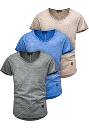 T-Shirt 3. NYC Herren 3er-Pack T-Shirts (3er-Pack) Herren Basic Oversize T-Shirt mit V-Ausschnitt