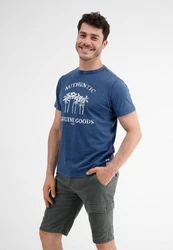 LERROS T-Shirt mit Frontprint Dunkelblau/Blau