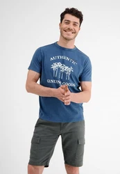 LERROS T-Shirt mit Frontprint Dunkelblau/Blau