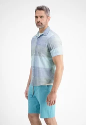 LERROS Kurzarmhemd Slub Karo Blau/Hellblau