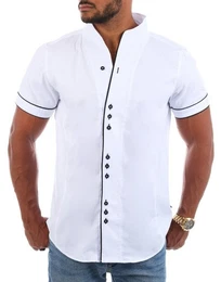 Kurzarmhemd Herren Hemd Basic einfarbig 9118 / 9119 Regular Kurzarm Stehkragenkragen Uni