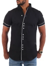 Kurzarmhemd Herren Hemd Basic einfarbig 9118 / 9119 Regular Kurzarm Stehkragenkragen Uni