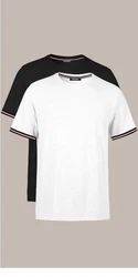 COMEOR T-Shirt Herren Kurzarm Rundhals Basic Schwarz/Weiß/Dunkelblau