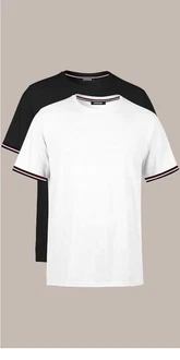 COMEOR T-Shirt Herren Kurzarm Rundhals Basic Schwarz/Weiß/Dunkelblau