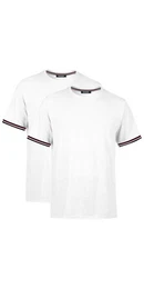 T-Shirt Basic Herren Kurzarm Rundhalls (Packung, 2-tlg) mit gestreiften rmel Bndchen