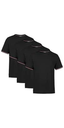 T-Shirt Basic Herren Kurzarm Rundhalls (Packung, 4-tlg) mit gestreiften rmel Bndchen