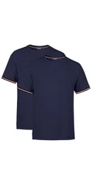 T-Shirt Basic Herren Kurzarm Rundhalls (Packung, 2-tlg) mit gestreiften rmel Bndchen