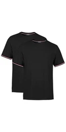 T-Shirt Basic Herren Kurzarm Rundhalls (Packung, 2-tlg) mit gestreiften rmel Bndchen