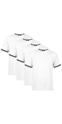 COMEOR T-Shirt Herren Kurzarm Rundhals Basic Weiß/Bordeaux/Dunkelblau
