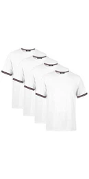 T-Shirt Basic Herren Kurzarm Rundhalls (Packung, 4-tlg) mit gestreiften rmel Bndchen
