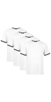 COMEOR T-Shirt Herren Kurzarm Rundhals Basic Weiß/Bordeaux/Dunkelblau