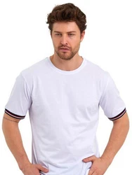 COMEOR T-Shirt Herren Kurzarm Rundhals Basic Weiß/Creme/Dunkelblau
