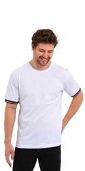 COMEOR T-Shirt Herren Kurzarm Rundhals Basic Weiß/Creme/Dunkelblau