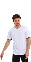COMEOR T-Shirt Herren Kurzarm Rundhals Basic Weiß/Creme/Dunkelblau