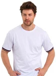 COMEOR T-Shirt Herren Kurzarm Rundhals Basic Weiß/Creme/Dunkelblau