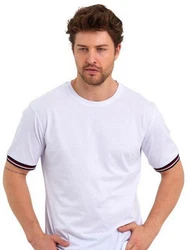 COMEOR T-Shirt Herren Kurzarm Rundhals Basic Weiß/Creme/Dunkelblau