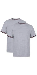 T-Shirt Basic Herren Kurzarm Rundhalls (Packung, 2-tlg) mit gestreiften rmel Bndchen