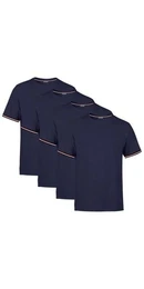 T-Shirt Basic Herren Kurzarm Rundhalls (Packung, 4-tlg) mit gestreiften rmel Bndchen