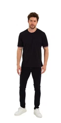 COMEOR T-Shirt Herren Kurzarm Rundhals Basic Schwarz
