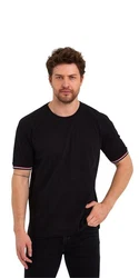 COMEOR T-Shirt Herren Kurzarm Rundhals Basic Schwarz