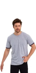 COMEOR T-Shirt Herren Kurzarm Rundhals Basic Grau/Hellgrau