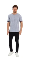 COMEOR T-Shirt Herren Kurzarm Rundhals Basic Grau/Hellgrau