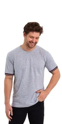 COMEOR T-Shirt Herren Kurzarm Rundhals Basic Grau/Hellgrau
