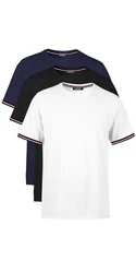 COMEOR T-Shirt Herren Kurzarm Rundhals Basic Dunkelblau/Weiß/Schwarz