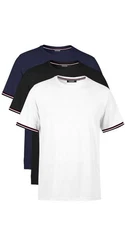 COMEOR T-Shirt Herren Kurzarm Rundhals Basic Dunkelblau/Weiß/Schwarz