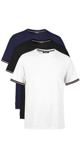COMEOR T-Shirt Herren Kurzarm Rundhals Basic Dunkelblau/Weiß/Schwarz