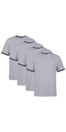 T-Shirt Basic Herren Kurzarm Rundhalls (Packung, 4-tlg) mit gestreiften rmel Bndchen