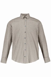 JP1880 Businesshemd Karohemd Trachten Langarm Buttondown-Kragen Braun/Beige/Khaki/Gelb