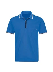Trigema Poloshirt mit Reißverschluss Blau/Dunkelblau