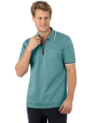 Trigema Poloshirt mit Reißverschluss Türkis/Grün