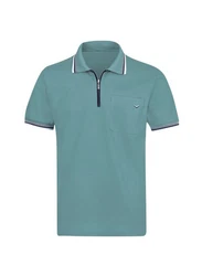 Trigema Poloshirt mit Reißverschluss Türkis/Grün