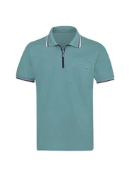 Trigema Poloshirt mit Reißverschluss Türkis/Grün