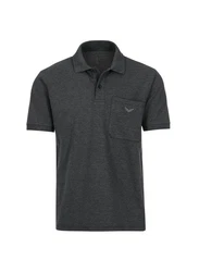 Trigema Poloshirt mit Brusttasche grau/anthrazit/melange