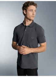 Trigema Poloshirt mit Brusttasche grau/anthrazit/melange