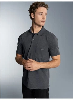 Trigema Poloshirt mit Brusttasche grau/anthrazit/melange