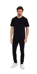 COMEOR T-Shirt Herren Basic Dunkelblau/Schwarz/Hellblau